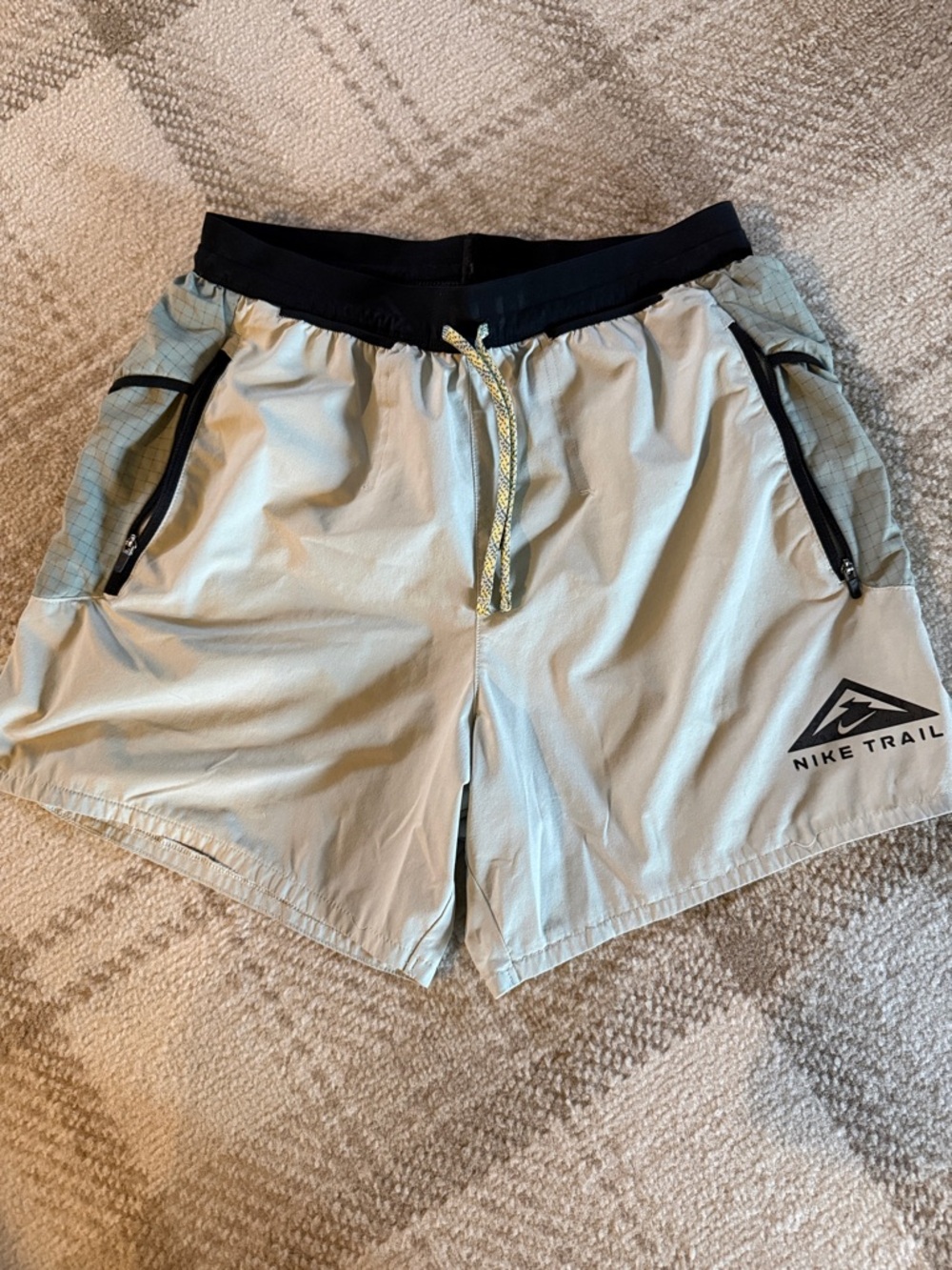 Nike Men's Trail Shorts in Light Gray with Black Waistband